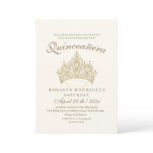 Princess Quinceañera Elegant Gold Crown Beige