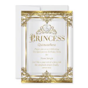 Princess Quinceanera Elegant Gold White Pearl 2
