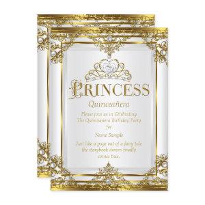 Princess Quinceanera Elegant Gold White Pearl 2