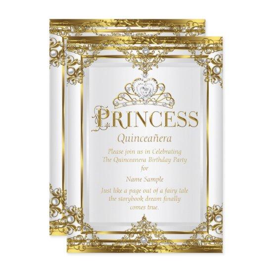 Princess Quinceanera Elegant Gold White Pearl 2