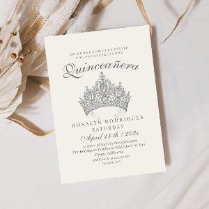 Princess Quinceañera Elegant Silver Crown Beige
