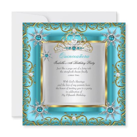 Princess Quinceanera Elite Gold Silver Teal Blue