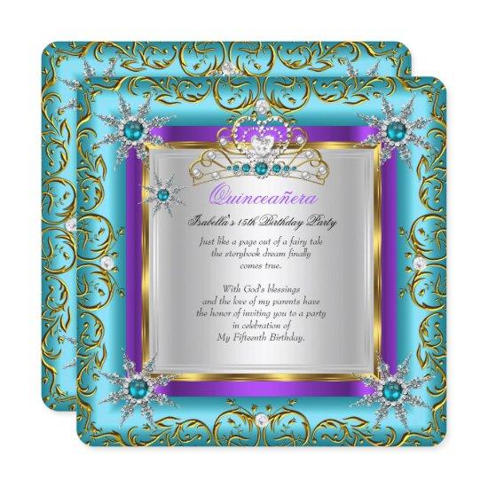 Princess Quinceanera Elite Gold Silver Teal Purple