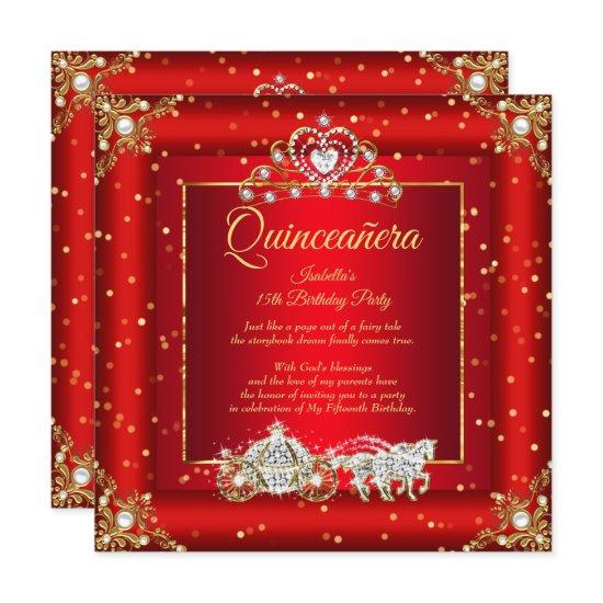 Princess Quinceanera Elite Regal Red Gold Sparkle