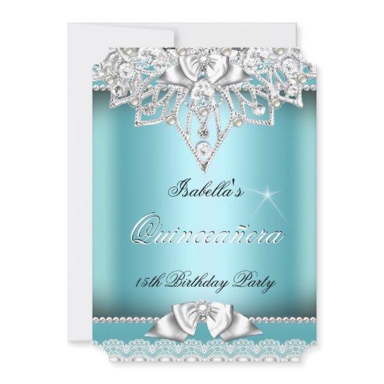 Princess Quinceanera Girl Teal Lace 15th Party 3