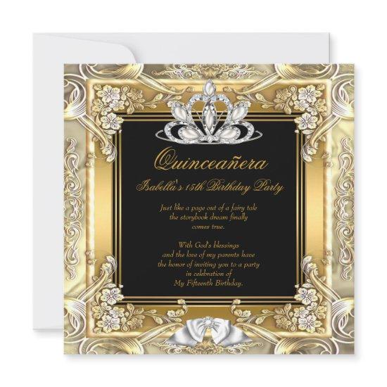 Princess Quinceanera Gold Black Silver Birthday