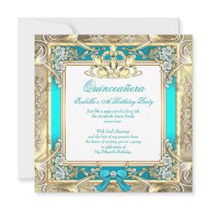 Princess Quinceanera Gold Hot Teal Silver White