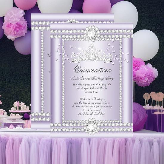 Princess Quinceanera Lilac Hearts Diamond Tiara