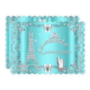 Princess Quinceanera Magical Teal Blue Silver heel