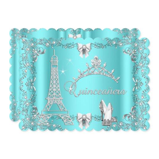 Princess Quinceanera Magical Teal Blue Silver heel