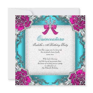 Princess Quinceanera Pink Aqua Teal 15th Birthday