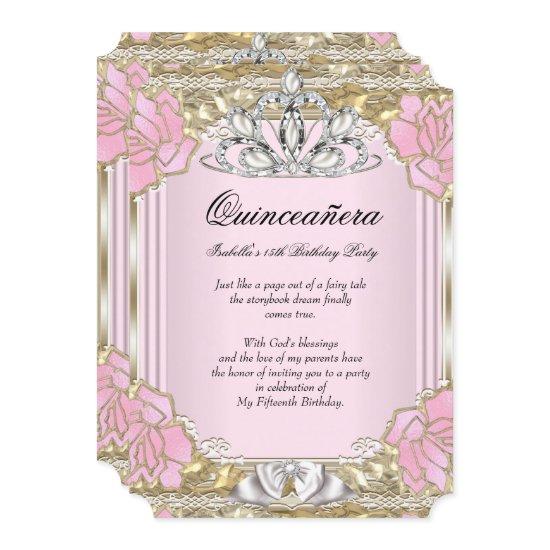Princess Quinceanera Pink Gold 15th Birthday Party