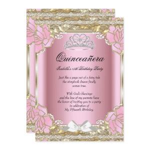 Princess Quinceanera Pink Gold 15th Birthday Tiara