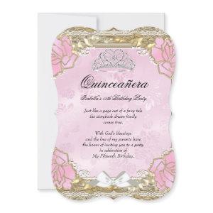 Princess Quinceanera Pink Gold Birthday Tiara