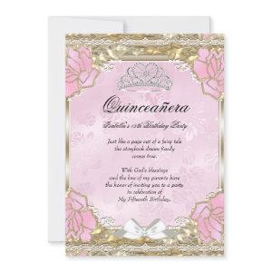 Princess Quinceanera Pink Gold Birthday Tiara