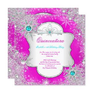Princess Quinceanera Pink Teal Winter Wonderland