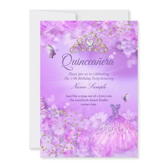 Princess Quinceanera purple pink floral dress