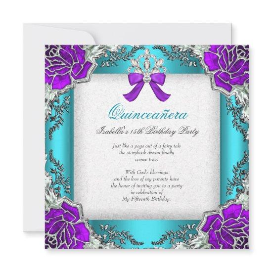Princess Quinceanera Purple Teal 15th Birthday