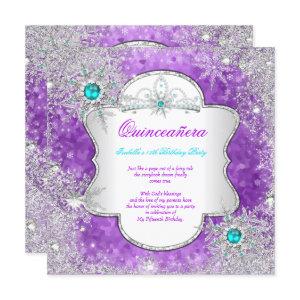 Princess Quinceanera Purple Teal Winter Wonderland