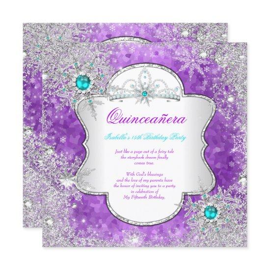 Princess Quinceanera Purple Teal Winter Wonderland