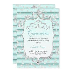 Princess Quinceanera soft teal blue diamond