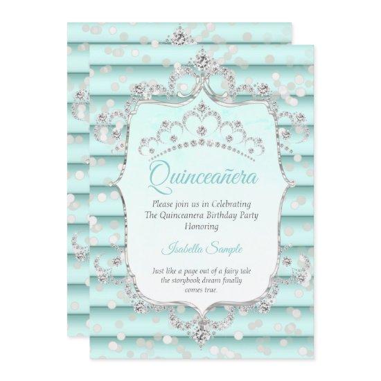 Princess Quinceanera soft teal blue diamond