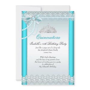 Princess Quinceanera Teal Blue Lace Pearl 2