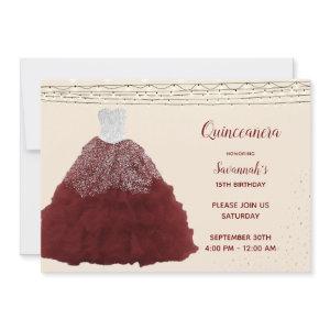 Princess Red Gown String Lights Quinceanera