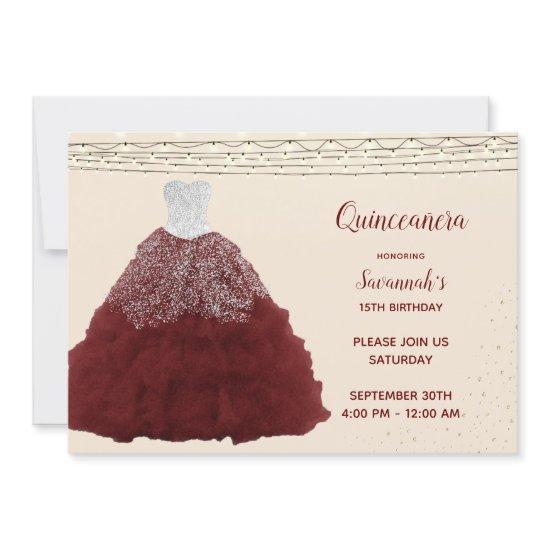Princess Red Gown String Lights Quinceanera