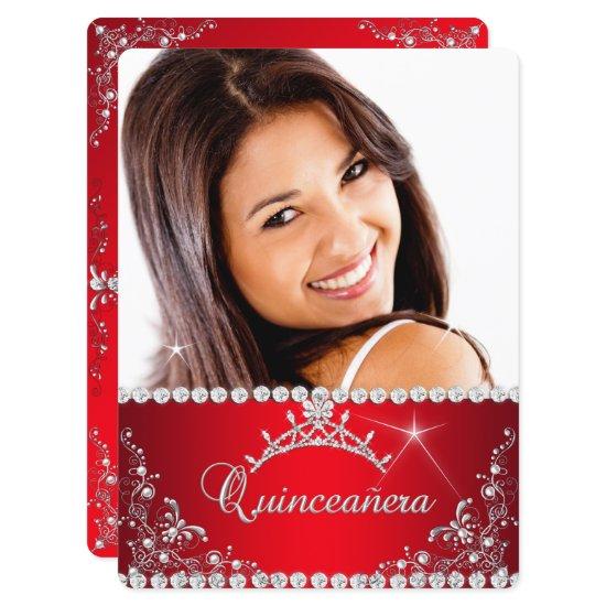Princess Red Quinceanera Photo Silver Tiara