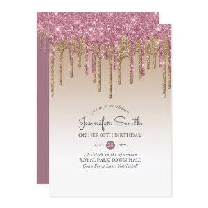 Princess ROSE PINK GOLD Drip Glitter ANY BIRTHDAY