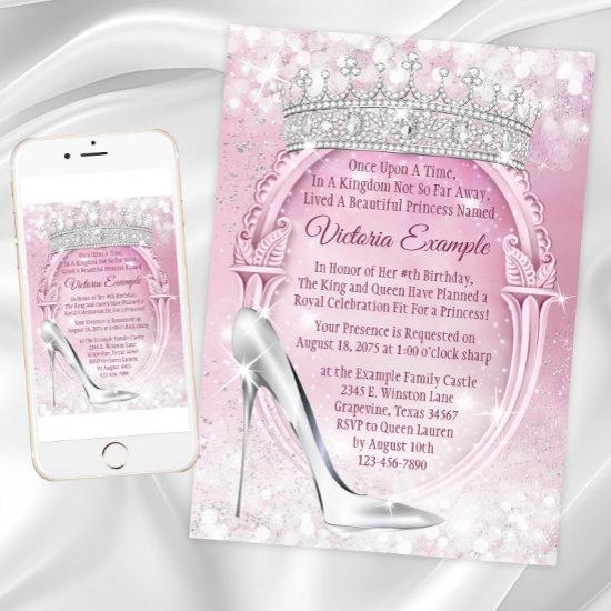 Princess Tiara Glass Slipper Cinderella Birthday