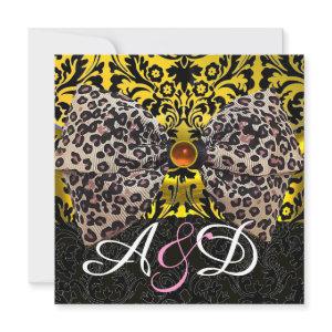 PRINTED ANIMAL FUR BOW GOLD BLACK DAMASK MONOGRAM