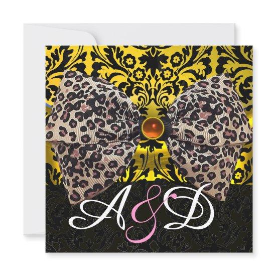 PRINTED ANIMAL FUR BOW GOLD BLACK DAMASK MONOGRAM