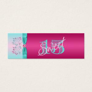 PRINTED BOW Hot Pink, Aqua Floral Favor Tag