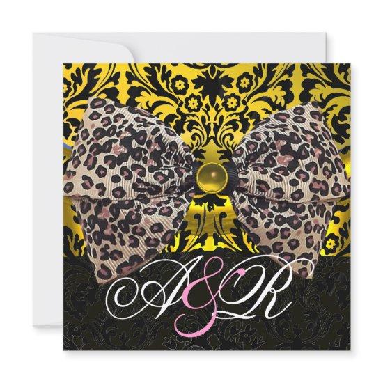 PRINTED LEOPARD FUR BOW GOLD BLACK DAMASK MONOGRAM