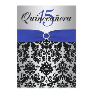 PRINTED RIBBON Blue Silver Black Quinceanera