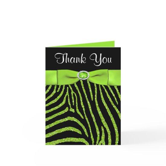 PRINTED RIBBON Lime, Black Zebra Thank You Card