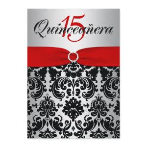 PRINTED RIBBON Red Silver Black Quinceanera