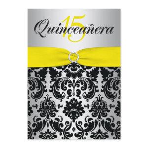 PRINTED RIBBON Yellow Silver Black Quinceanera