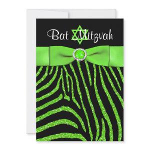 PRINTED RIBBON Zebra Glitter Bat Mitzvah Invite 2