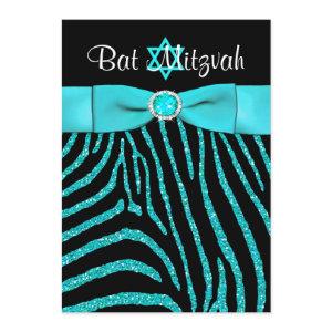 PRINTED RIBBON Zebra Glitter Bat Mitzvah Invite 3
