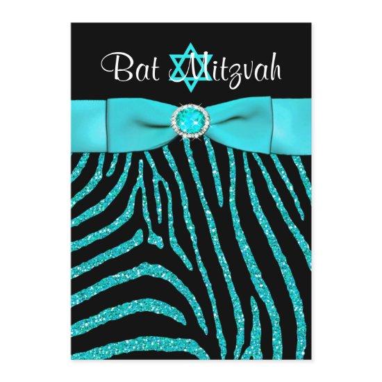 PRINTED RIBBON Zebra Glitter Bat Mitzvah Invite 3