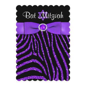 PRINTED RIBBON Zebra Glitter Bat Mitzvah Invite 4