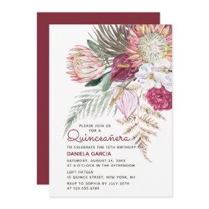 Protea Watercolor Floral Bouquet Quinceañera