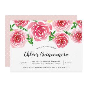 Provence Rose | Red Watercolor Floral Quinceañera