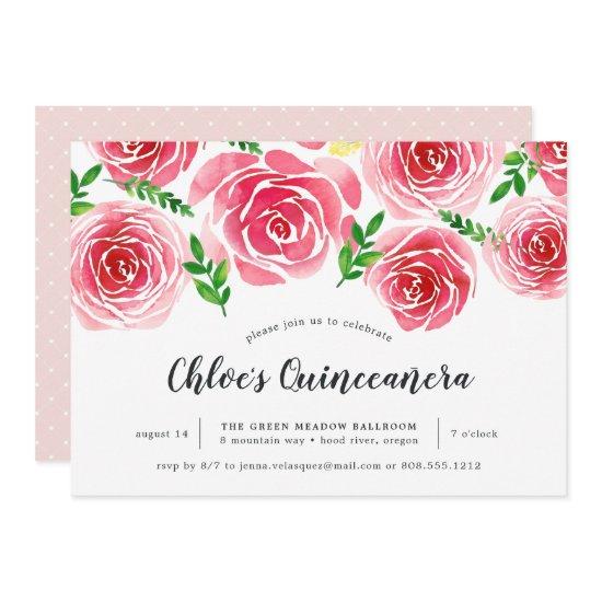 Provence Rose | Red Watercolor Floral Quinceañera