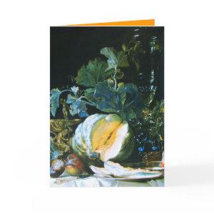 PUMPKIN ,FRUITS AND GLASSWARE Thanksgiving Holiday Card