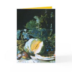PUMPKIN ,FRUITS AND GLASSWARE Thanksgiving Holiday Card