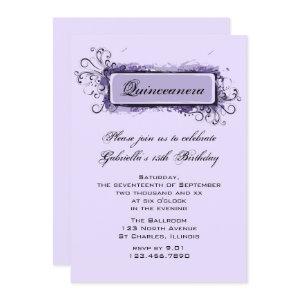 Purple Abstract Floral Quinceanera Birthday Party